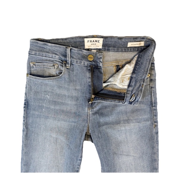 FRAME Denim Size 26 Le Crop Mini Boot Fox Blue Jeans Mid Rise Frayed Hi Lo Hem - Picture 8 of 16